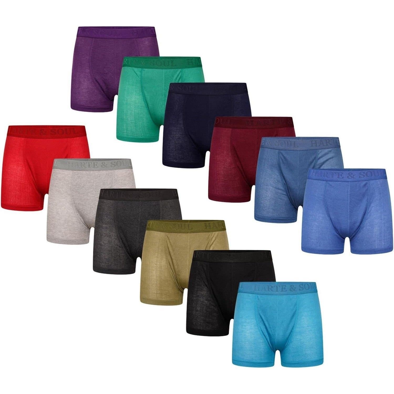Harte & Soul Harte & Soul Men's Plain Bamboo Boxer Shorts (Pack of 12)