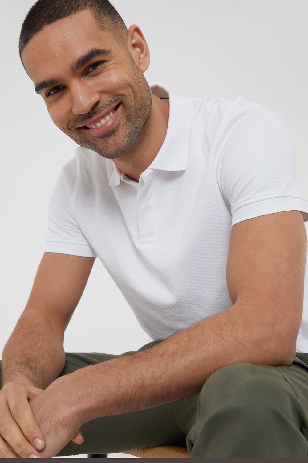 Threadbare threadbare Men's 'Donora' Textured Cotton Rich Polo Shirt in White