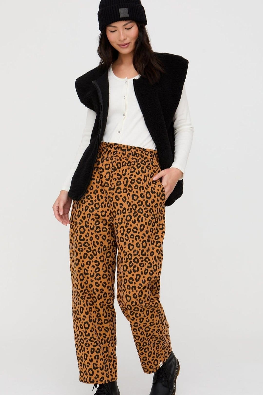 Turtledove London Brown Animal Print Barrel Leg Trousers