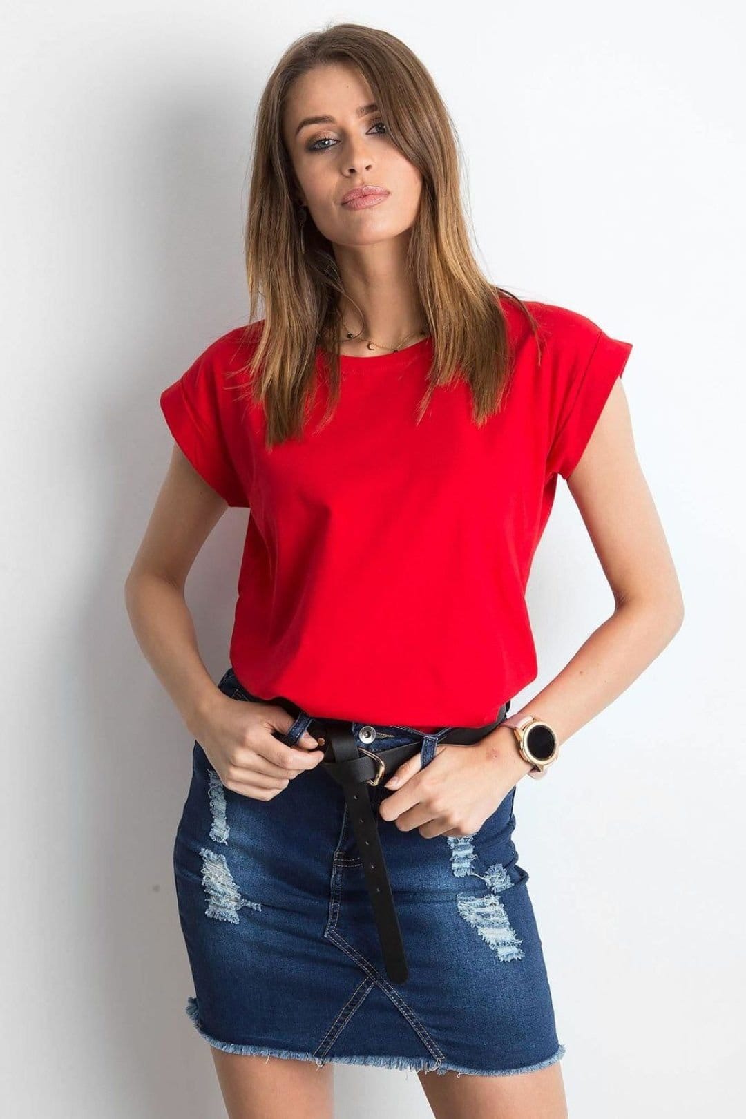 Love Lace Red Everyday Straight Cut Short Sleeve T-Shirt
