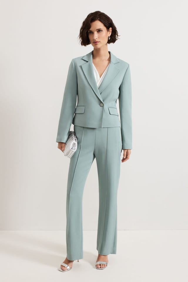 Phase Eight Phase Eight Women's Bowen Contoured Waist Suit Blazer in Duck Egg Blue - 3