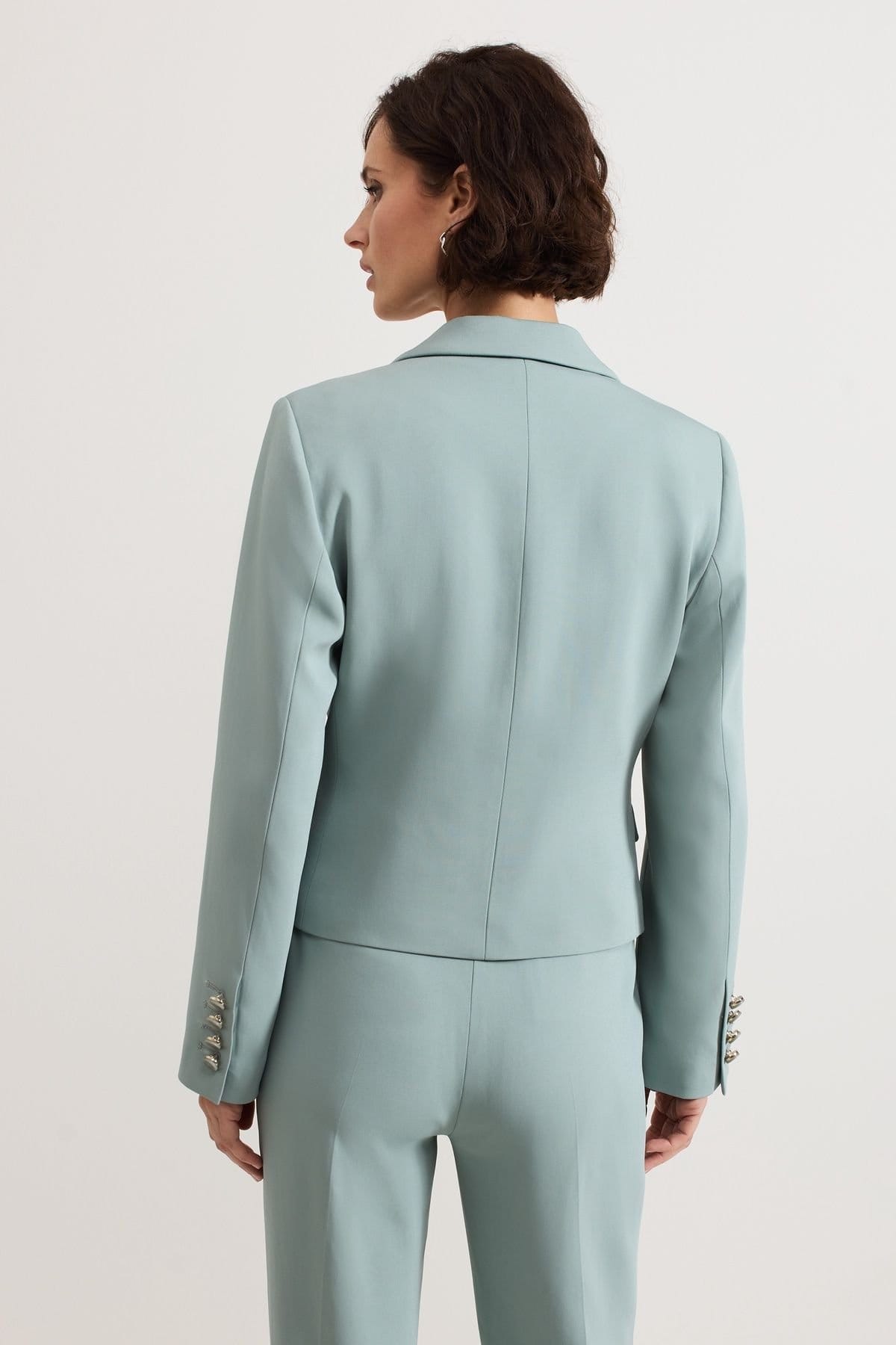 Phase Eight Phase Eight Women's Bowen Contoured Waist Suit Blazer in Duck Egg Blue - 4