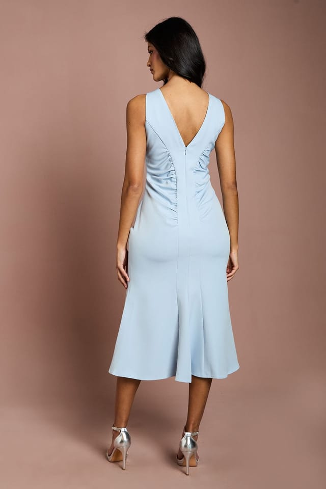 Coast Coast Women's Petite Ruched Vee Dress in Light Blue - 3