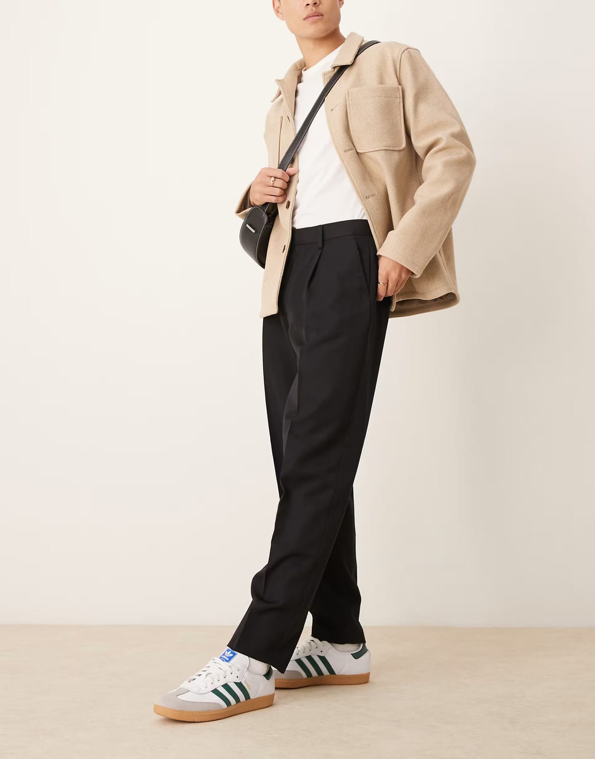 ASOS ASOS DESIGN smart oversized tapered trousers with front pleat in black - 1