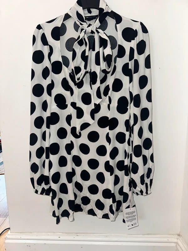 ASOS ASOS design polka dot neck tie mini dress