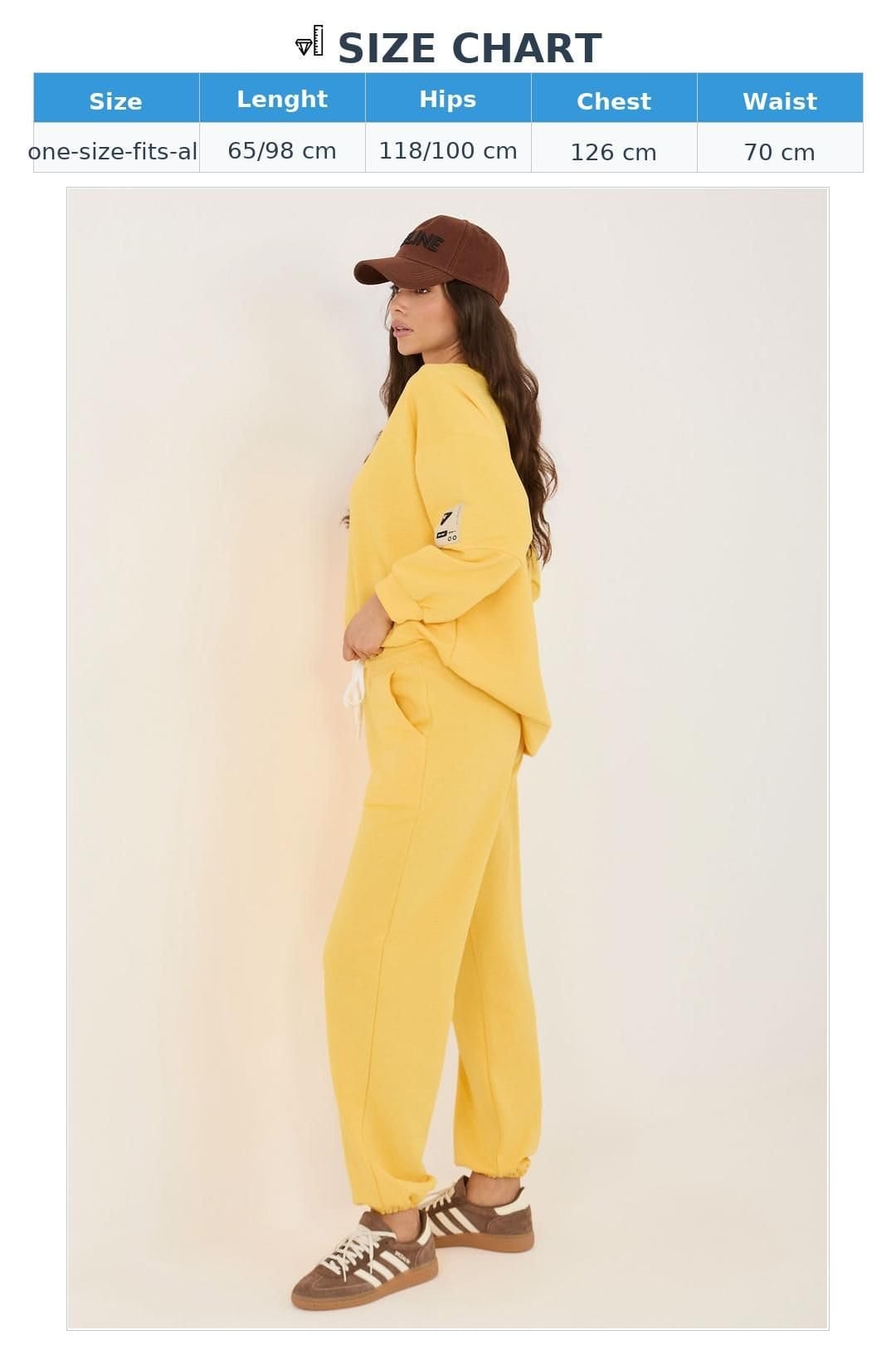 Love Lace Love Lace Women's Cotton Elastane Hoodie & Pants Tracksuit Set in Yellow - 4