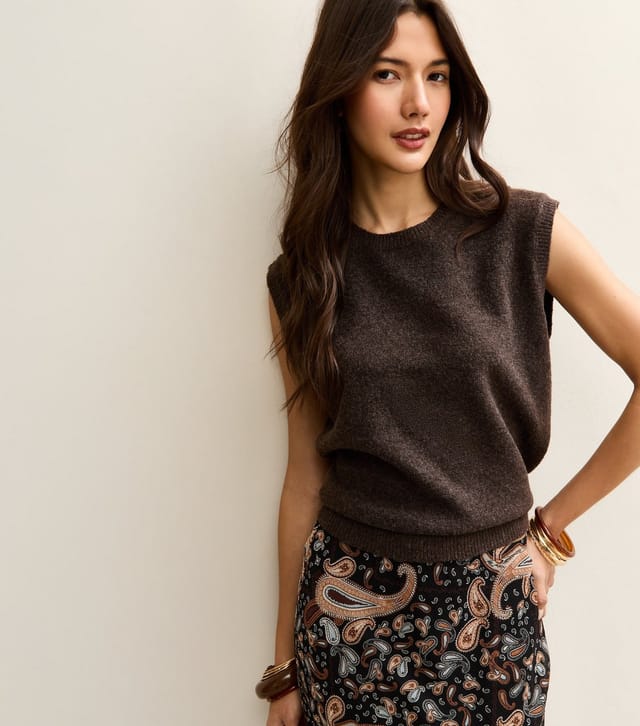 New Look Women's Dark Brown Knit Tabard Vest New Look - 2
