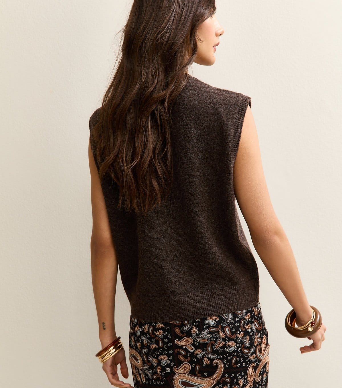 New Look Women's Dark Brown Knit Tabard Vest New Look - 4