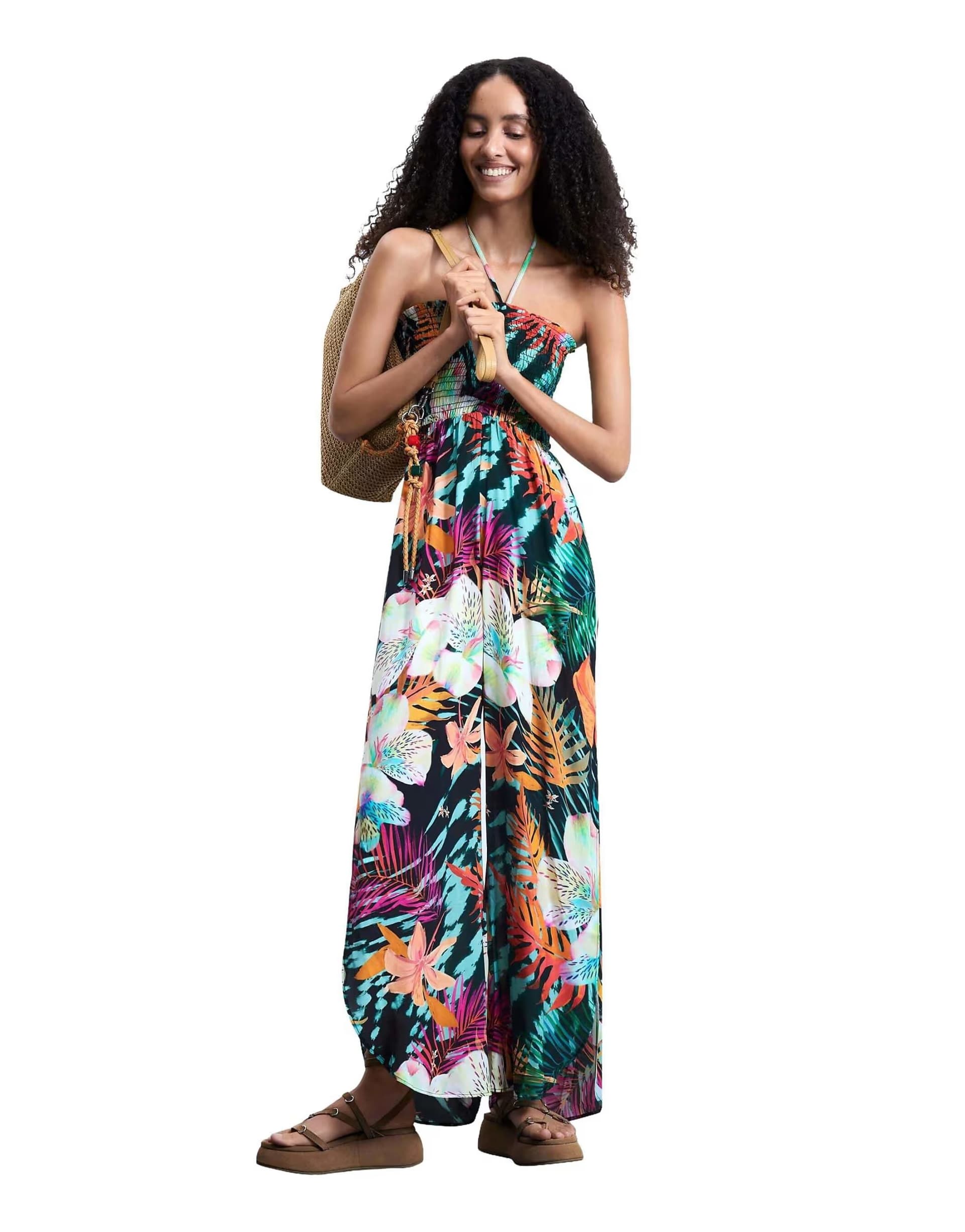 ASOS Desigual Tropical printed jumpsuit in black