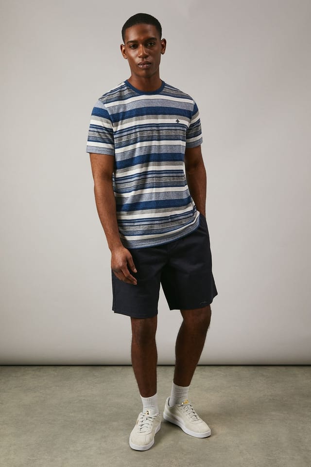 Maine Maine Men's Navy Denver Stripe T-shirt in Blue - 2