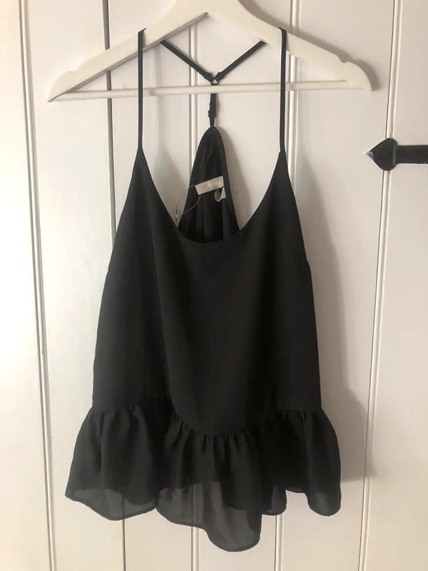 ASOS Black Peplum Cami with Racer Back Straps