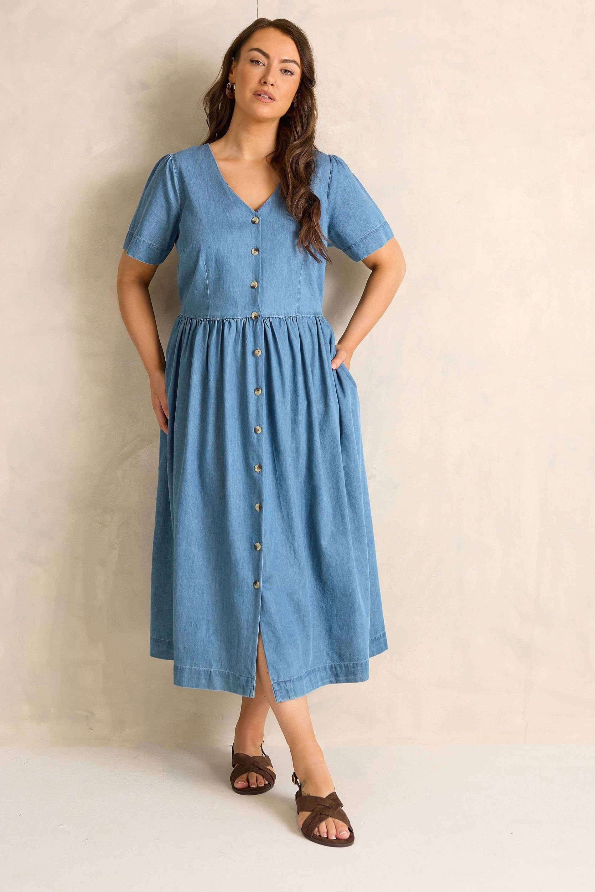 Evans Evans Women's Cotton Denim Dress in Blue
