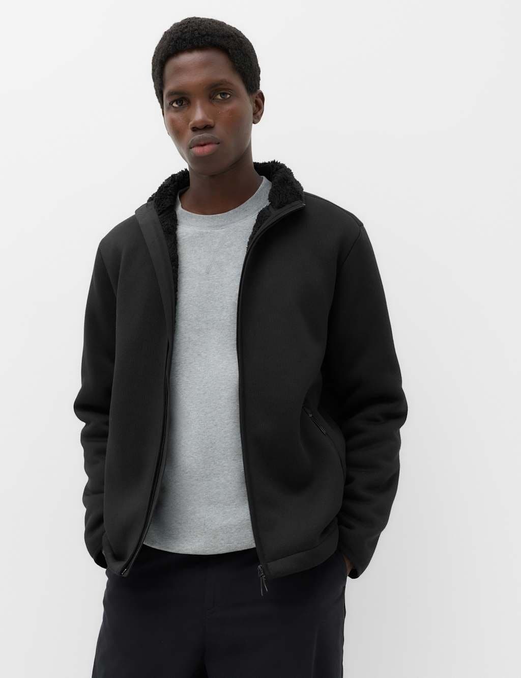 Marks & Spencer M&S Knitted Fleece Jacket Black