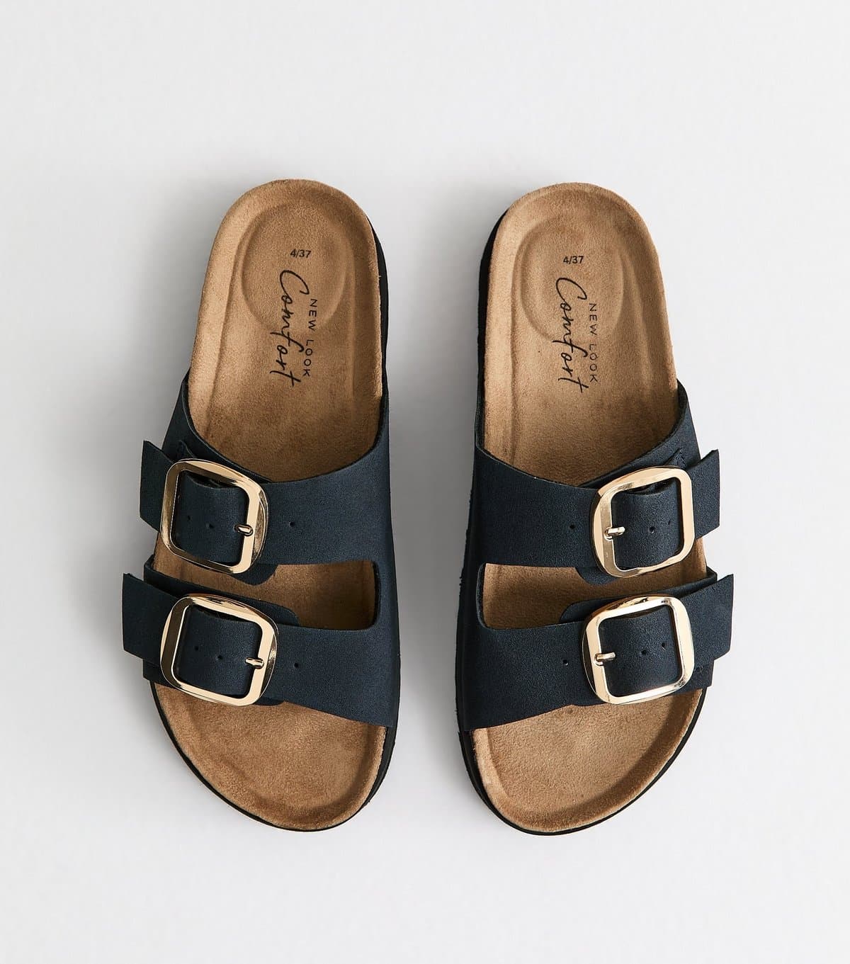 New Look New Look Navy Faux Suede Double Strap Mule Sandals