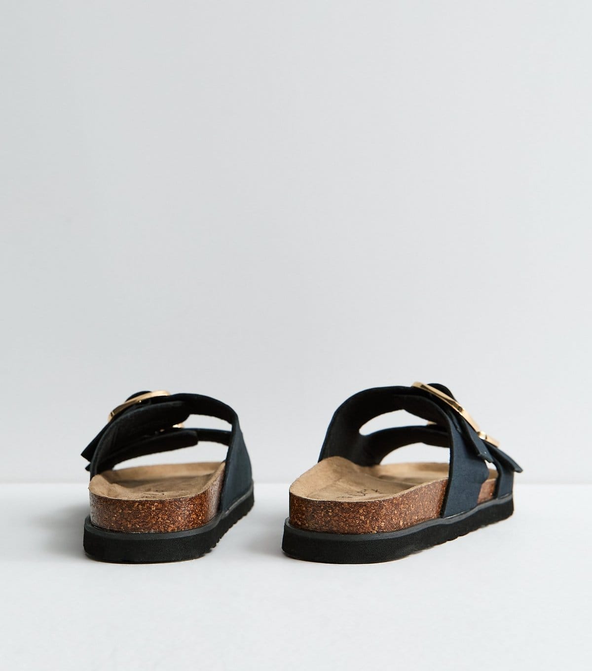New Look Women's Navy Cork Sole Double Strap Mule Sandals Vegan New Look - 4
