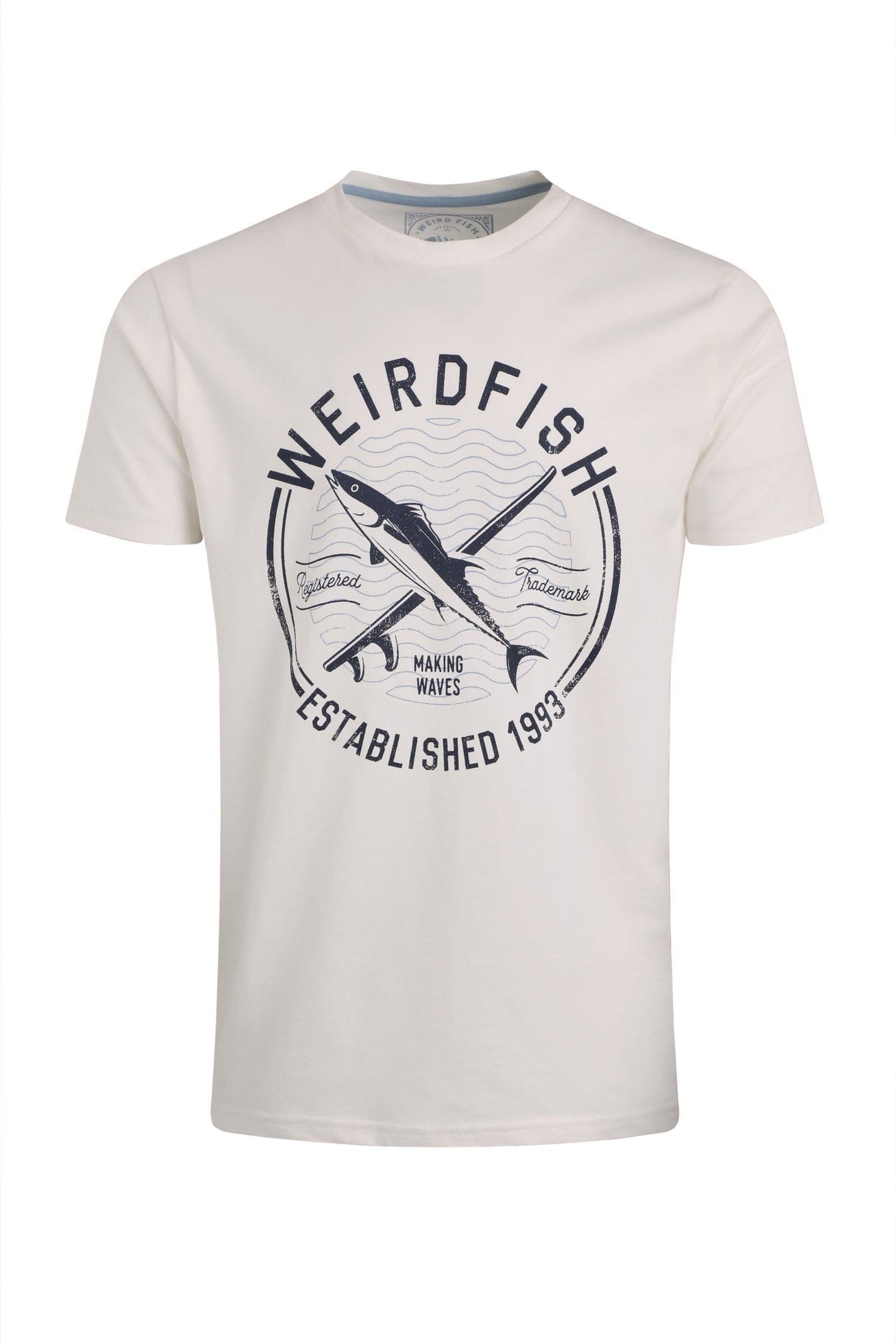 Weird Fish Weird Fish Men's Hudson Front Print Branded T-Shirt in Off-White - 2