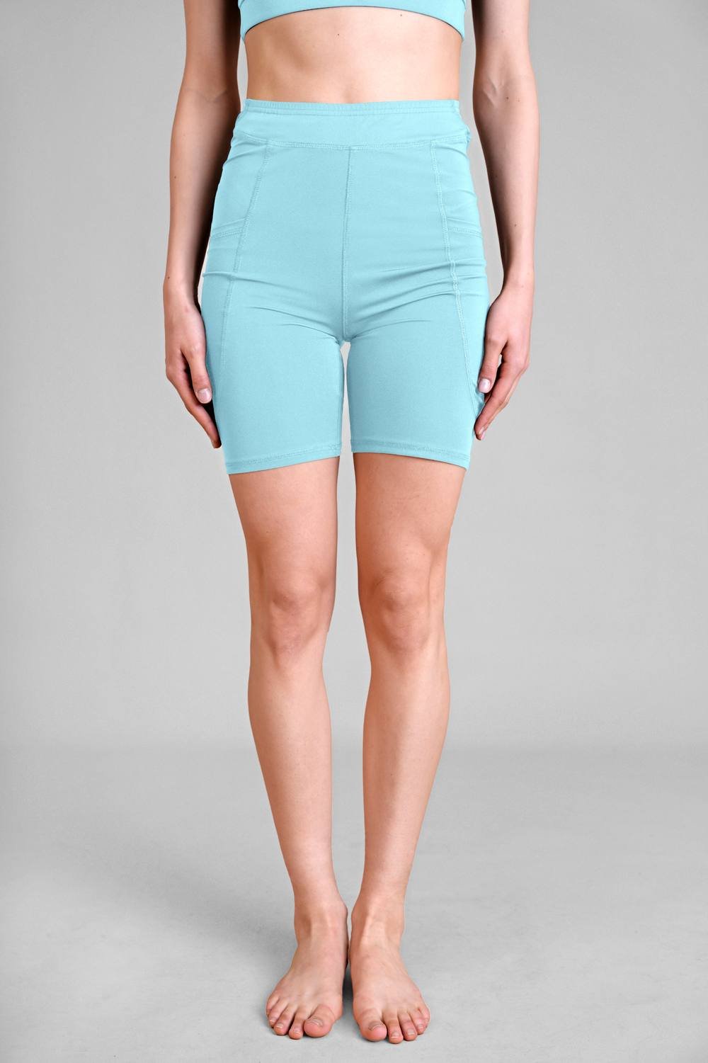 Enorsia Enorsia Women's High waisted Sports Shorts in Aqua - 2