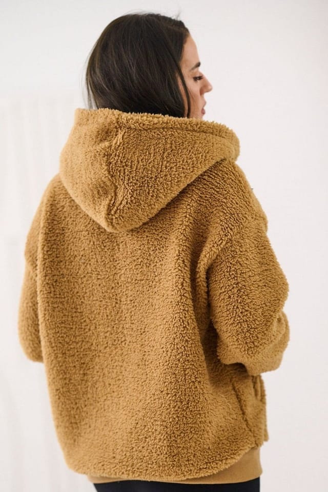 Love Lace Love Lace Women's Sheep Style Zip Front Casual Hoodie in Brown - 3