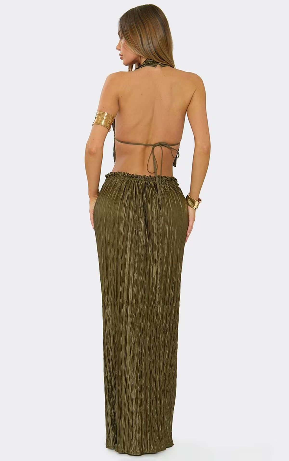 EGO Mid Rise Frill Hem Maxi Skirt In Chocolate Brown Texture, Women's Size UK 6