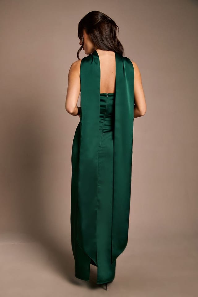 Oasis Oasis Women's Emerald Bandeau Satin Bridesmaid Maxi Dress With Scarf - 3