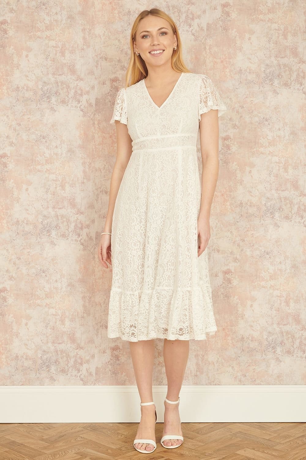 Yumi Yumi Women's White Lace Midi Skater Dress - 4