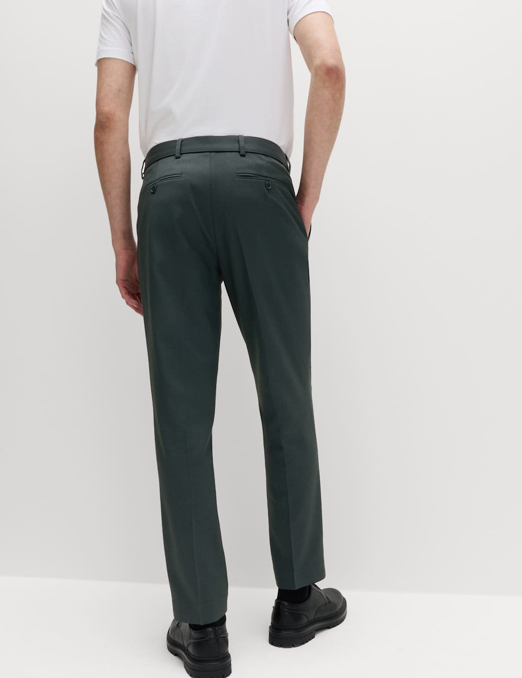 Marks & Spencer M&S Tapered Fit Self Belt Twill Trousers Cedar - 3