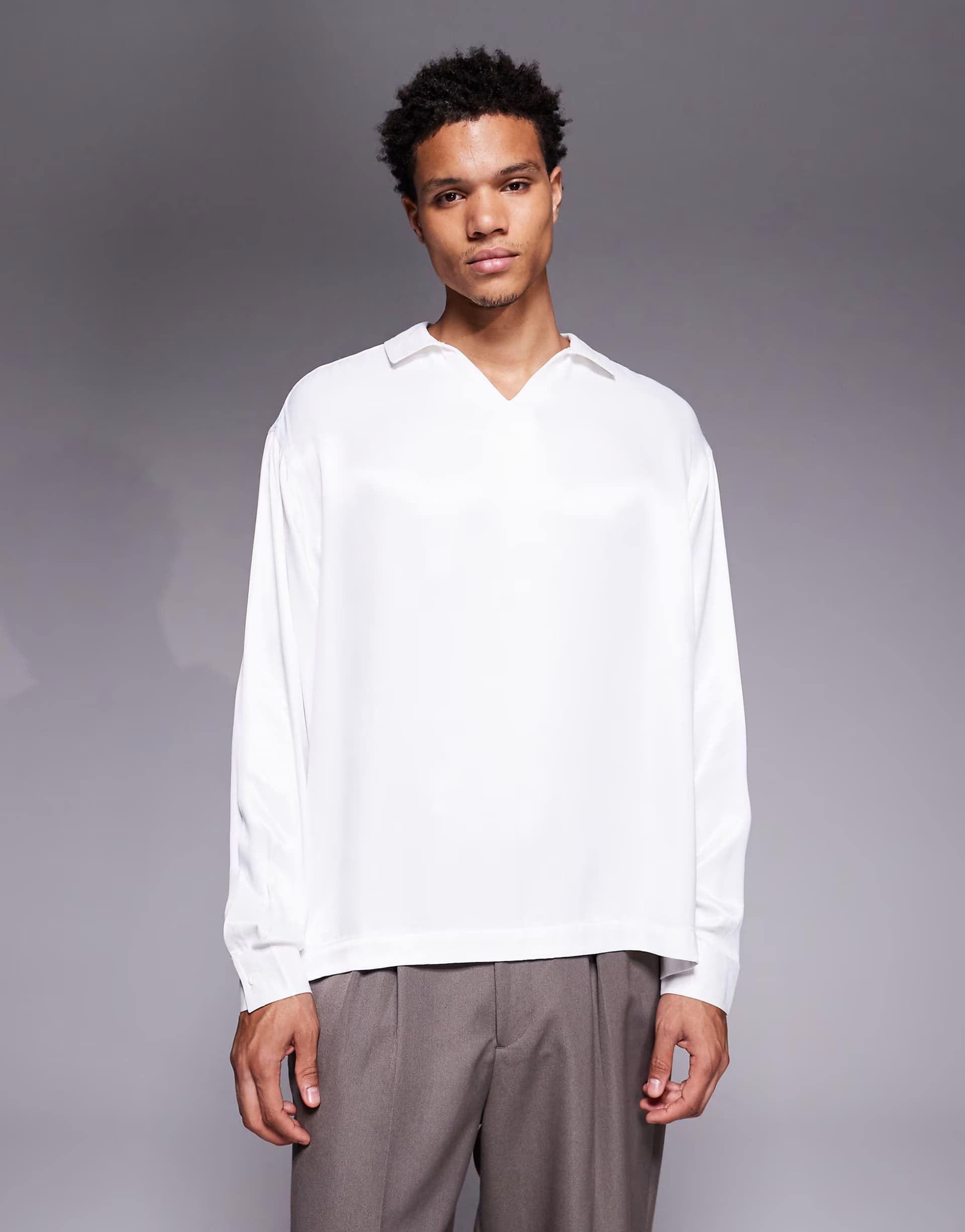 ASOS ASOS DESIGN oversized satin overhead shirt in white