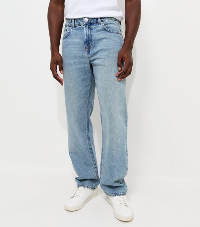 New Look Men's Light Blue Cotton Relaxed Fit Jeans New Look - 3