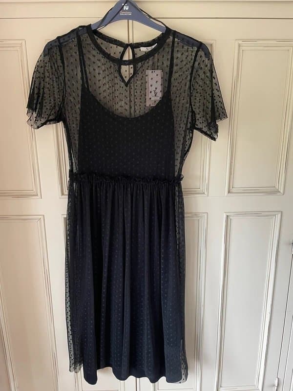 TU Woman Ladies black winter/party dress with overlay
