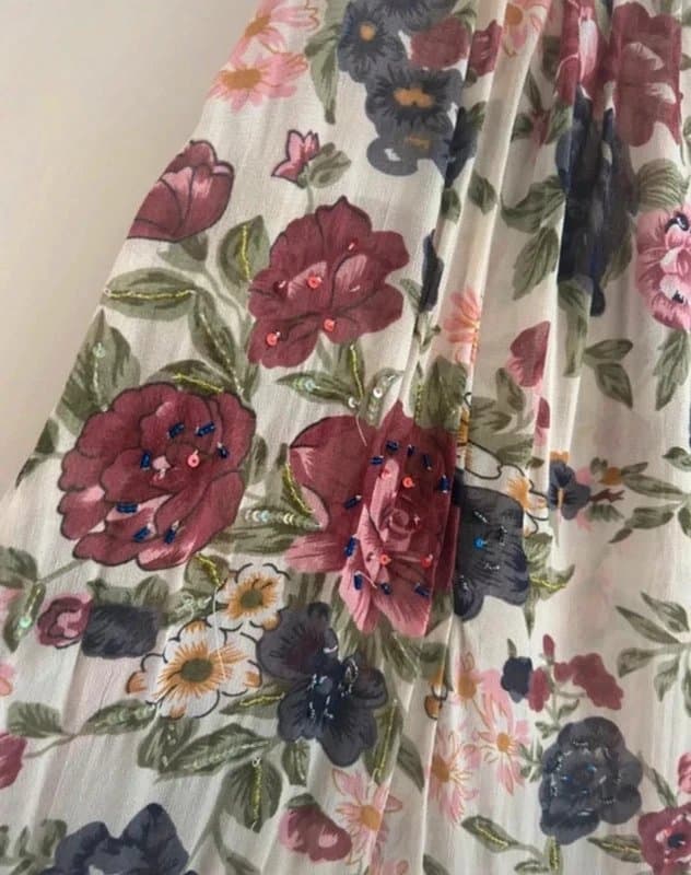 River Island 🌸 Y2K River Island UK 10 Floral Boho Mini Dress Embroidered Summer Floaty Festival