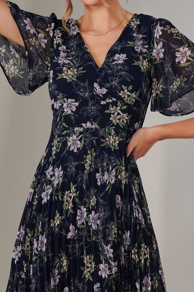 Jolie Moi Jolie Moi Women's Chiffon Pleated Wrap Midaxi Dress - 3