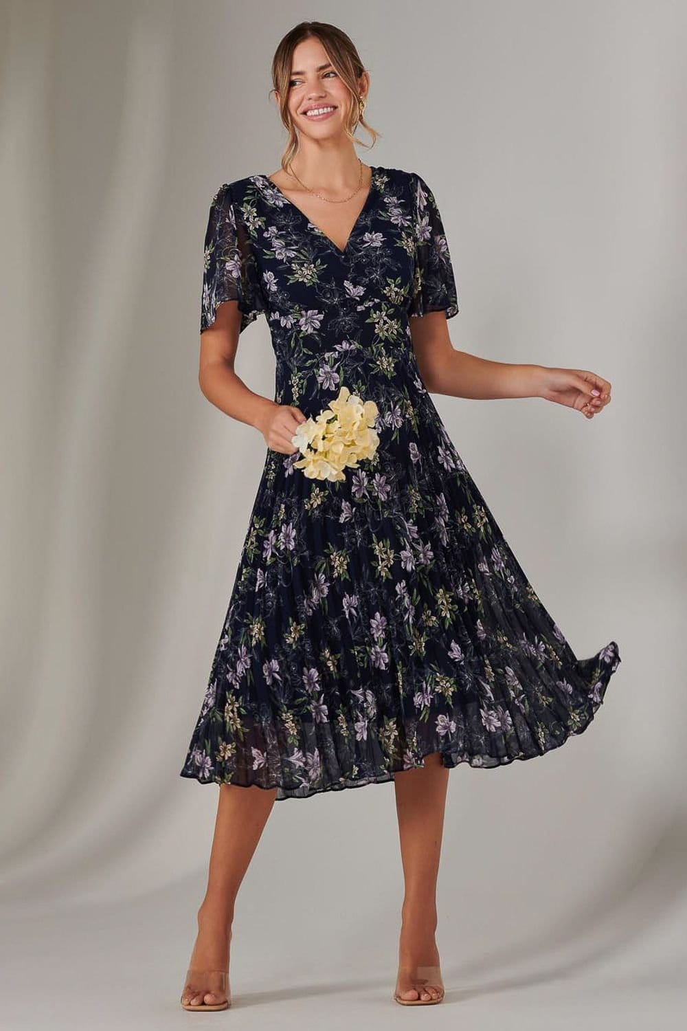 Jolie Moi Jolie Moi Women's Chiffon Pleated Wrap Midaxi Dress - 4