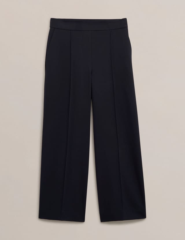 Hobbs London Hobbs London Women's Eva High Waisted Wide Leg Crop Trouser in Dark Navy - 2