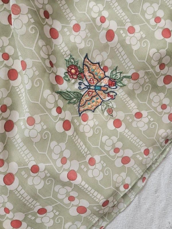 Topshop Laura for Topshop Vintage Quirky Green Retro Print Embroidered Dress Size UK 10