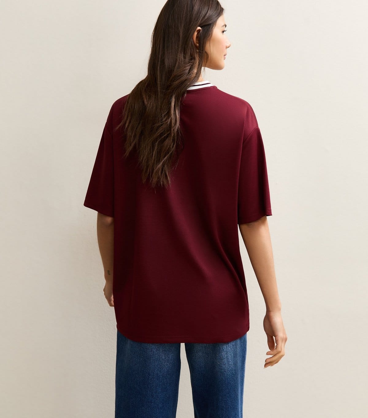 New Look Women's Dark Burgundy 28 Print Football Style Top New Look - 4