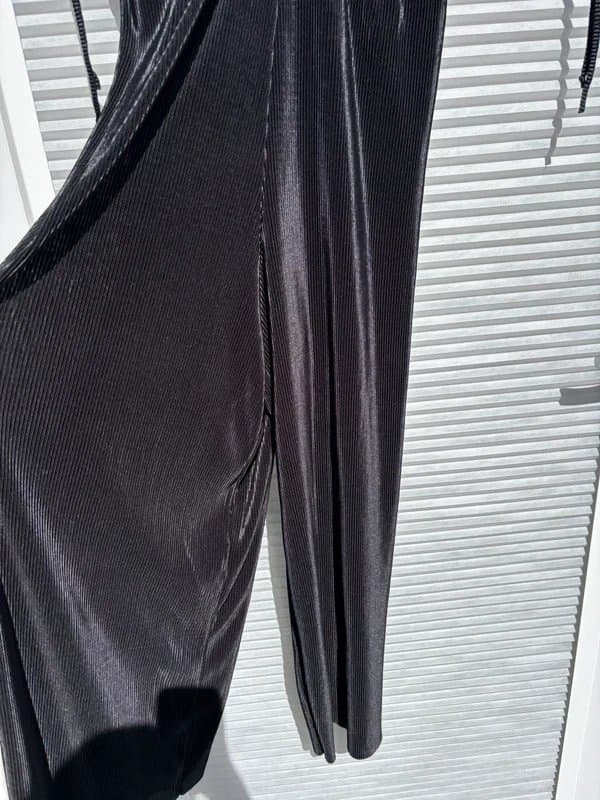 Bershka UK Size M Bershka Ruched Shoulder Black Jumpsuit