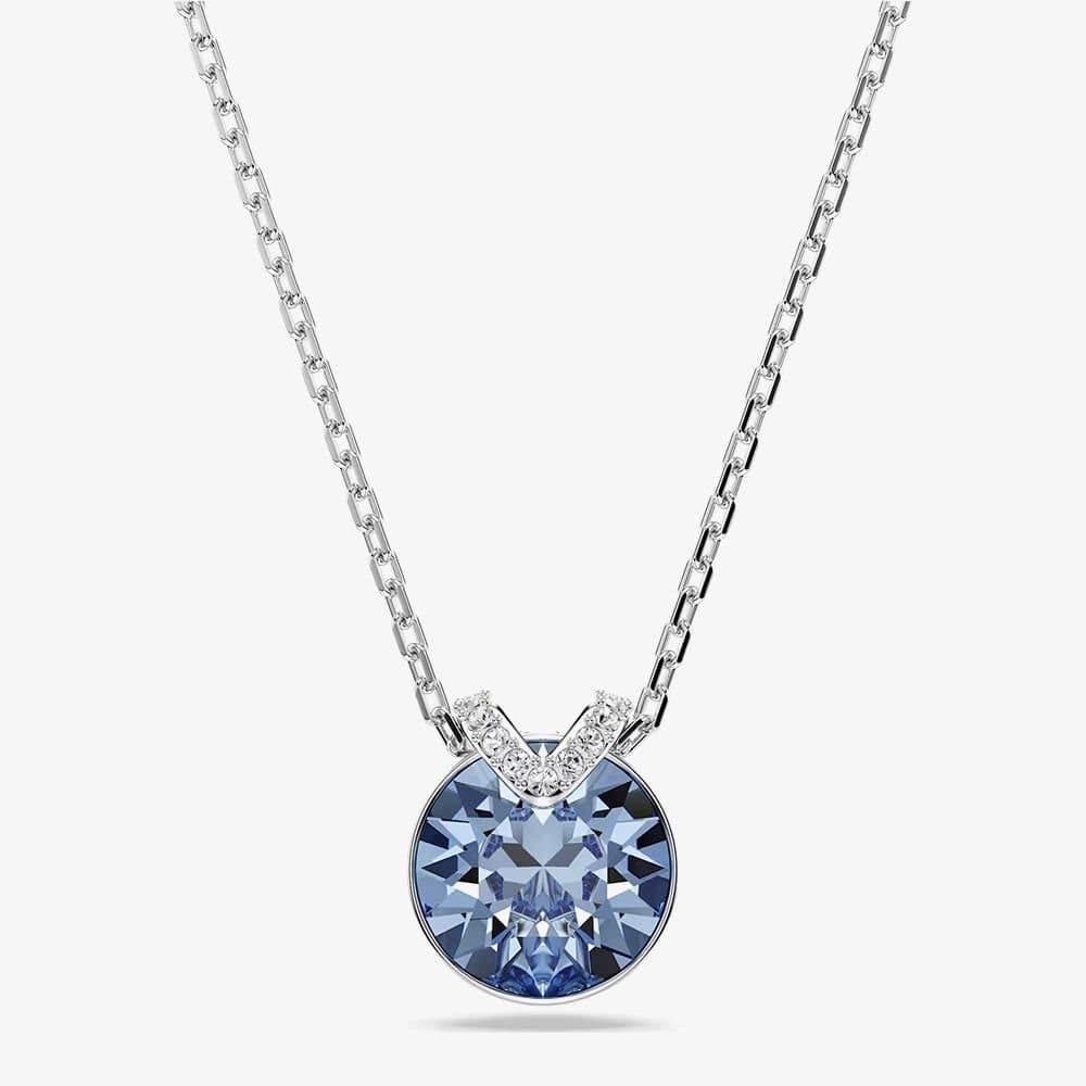 Swarovski Swarovski Women's Bella Rhodium Plated Round Blue Crystal Pendant Necklace 5734232