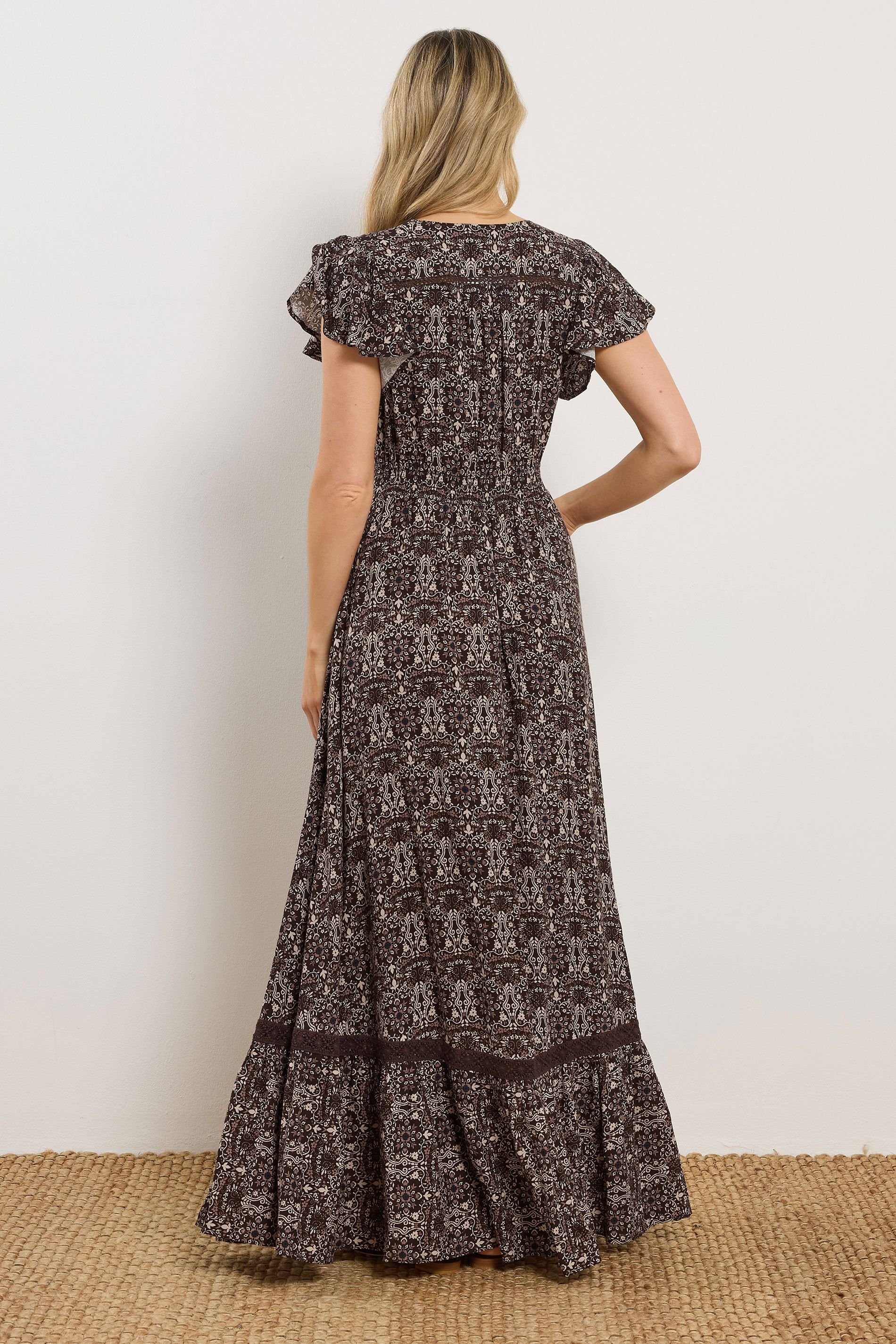 Long Tall Sally Long Tall Sally Women's Tall Floral Button Maxi Dress in Chocolate - 4