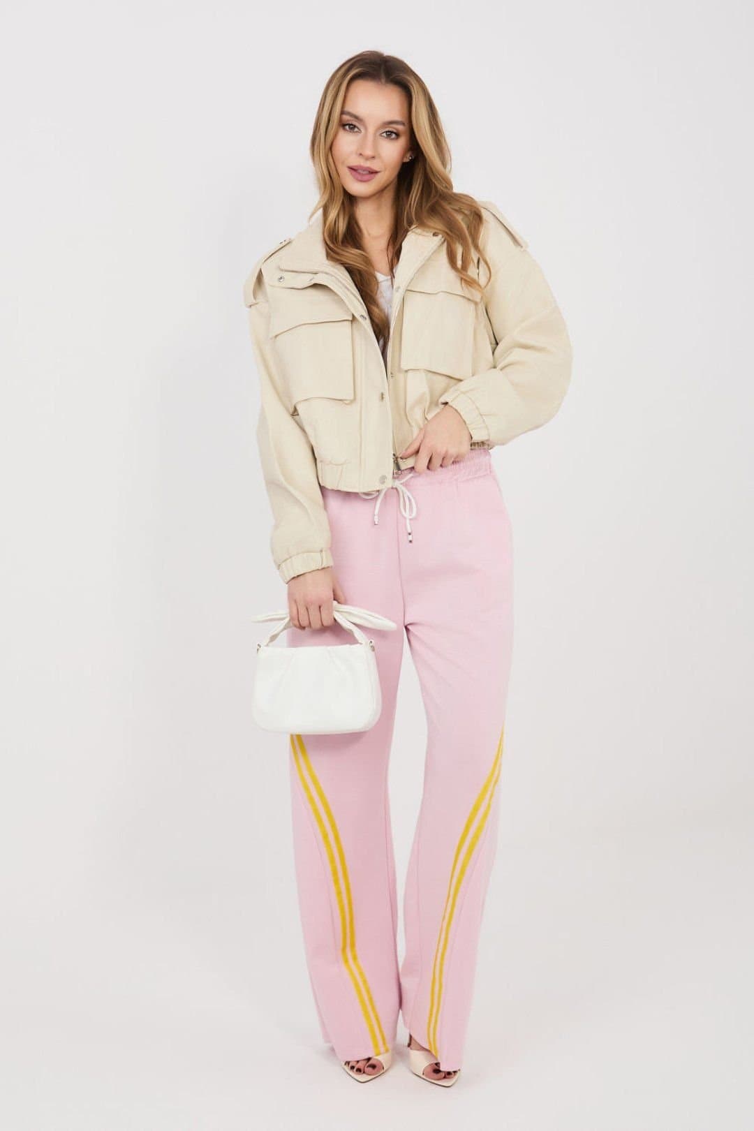 Love Lace Love Lace Women's Stripe Sweatpants High Waist in Pink