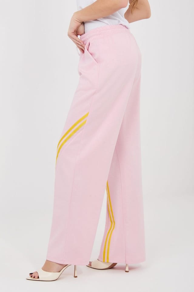 Love Lace Love Lace Women's Stripe Sweatpants High Waist in Pink - 3