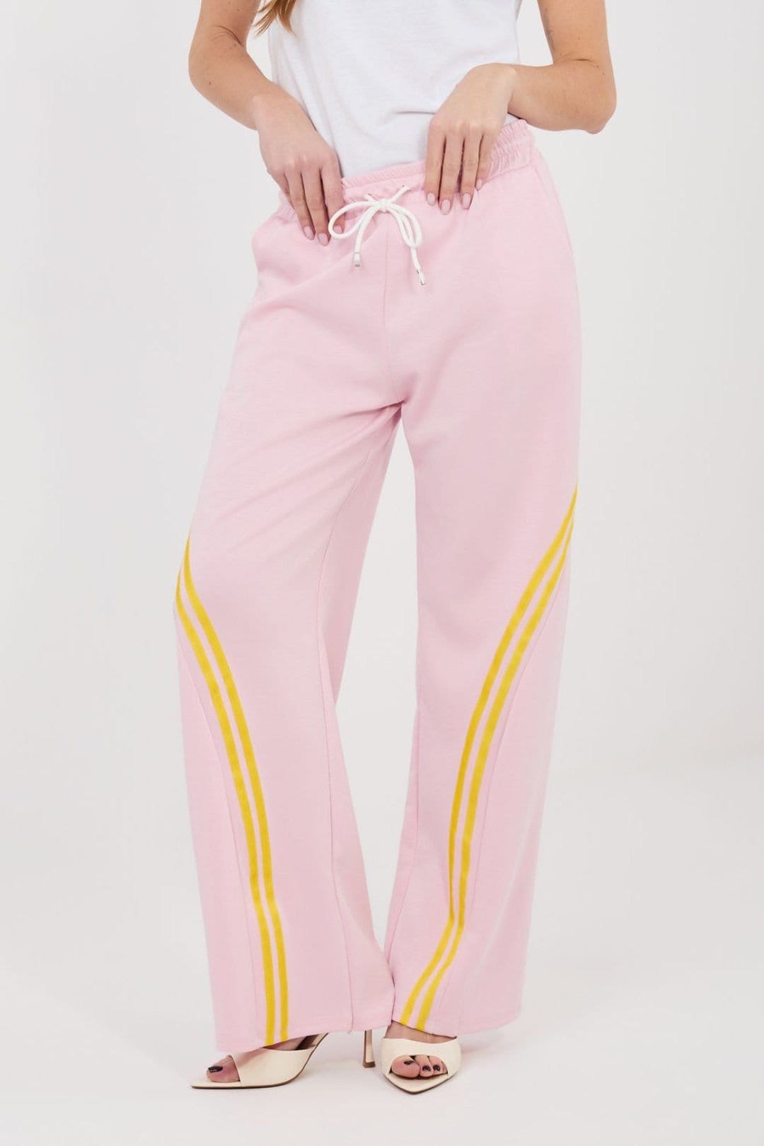 Love Lace Love Lace Women's Stripe Sweatpants High Waist in Pink - 4