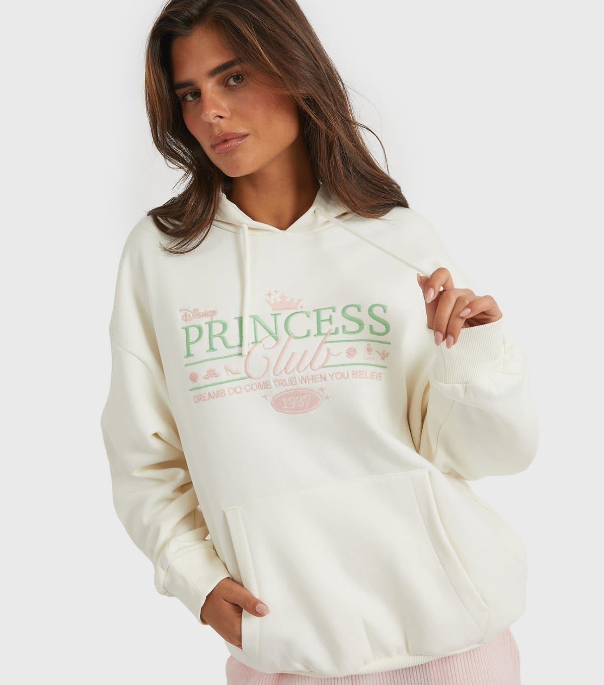 Skinnydip Women's White Disney Princess Club Hoodie Skinnydip New Look