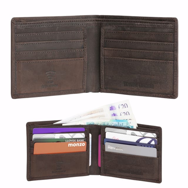 Woodland Leathers Woodland Leathers Men's Men's Genuine Leather RFID Bifold Wallet in Brown - 3