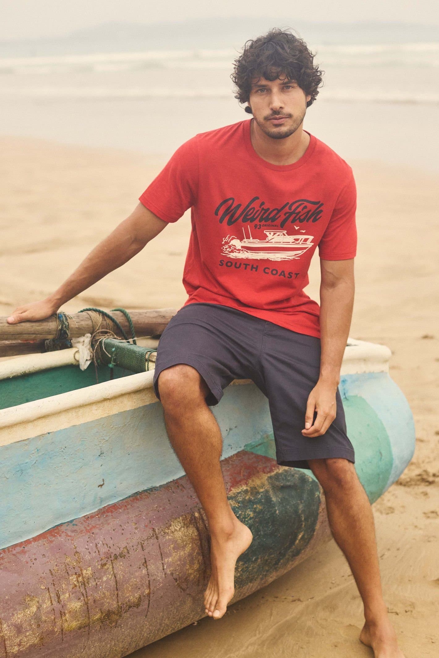 Weird Fish Weird Fish Men's South Coast Front Print Graphic T-Shirt in Scarlet