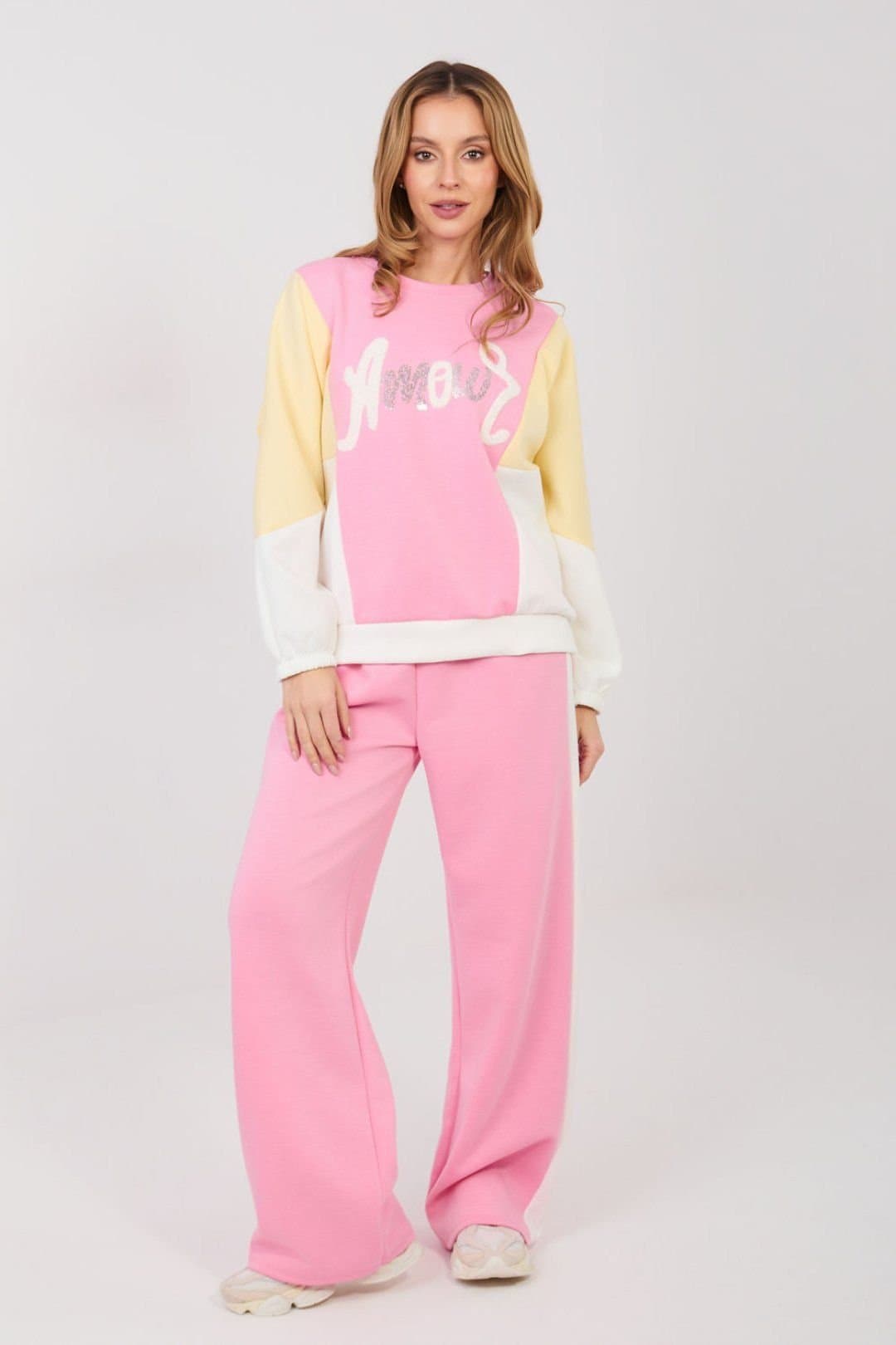 Love Lace Love Lace Women's Butter Soft Sequin Logo Tracksuit Set Style 224787 in Pink