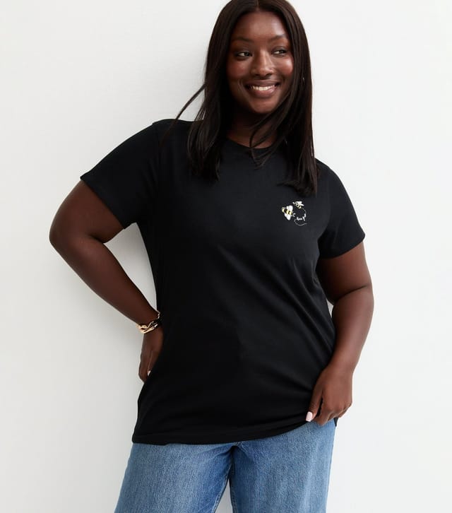 New Look Women's Plus Size Black Bee Free Relaxed T-Shirt Curves New Look - 2