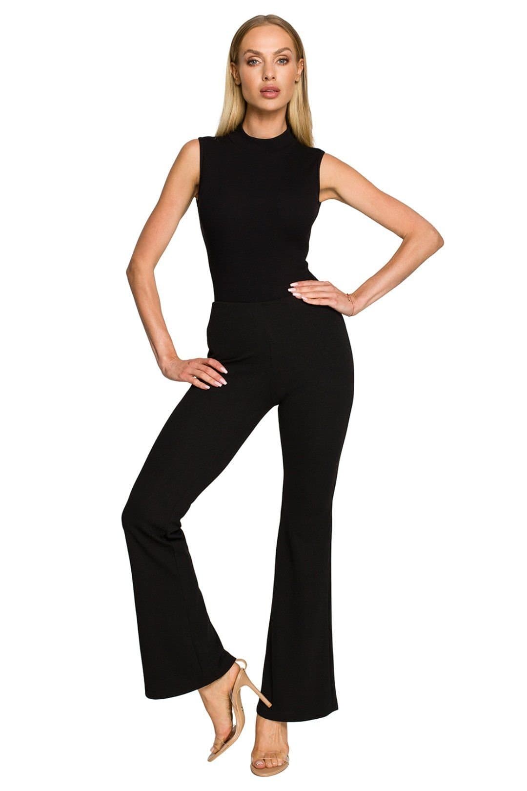 Love Lace Love Lace Women's Elastic Waist Smooth Bell Trousers in Black