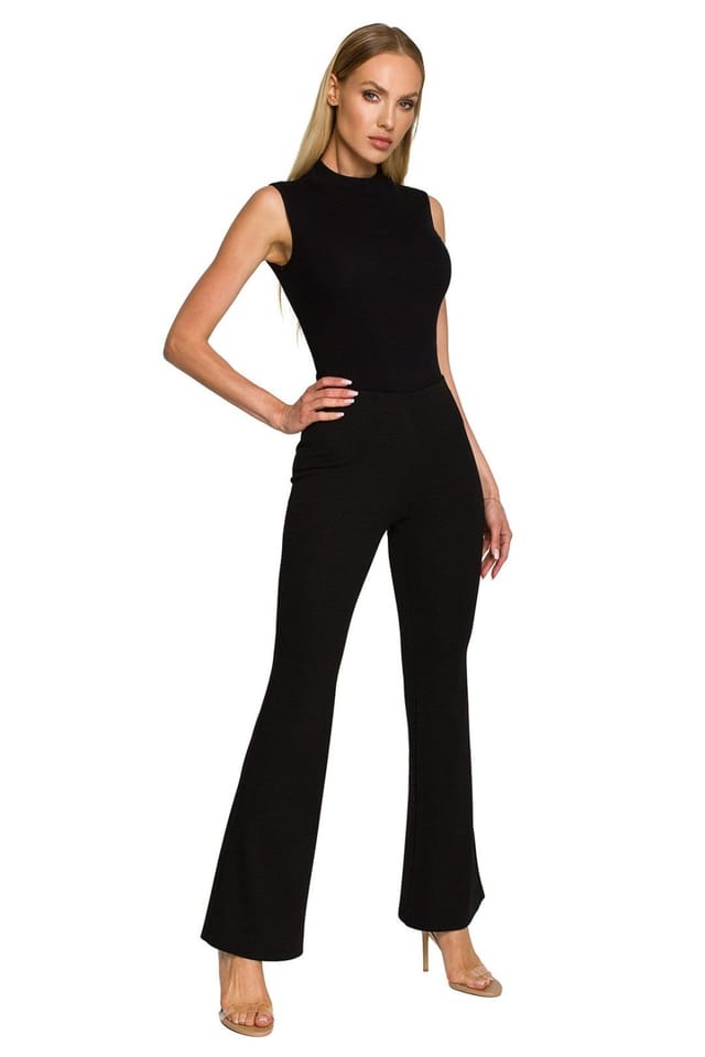 Love Lace Love Lace Women's Elastic Waist Smooth Bell Trousers in Black - 2