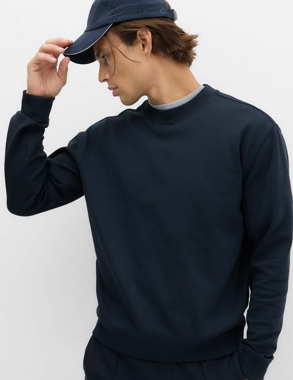 Marks & Spencer M&S Ultimate Cotton Rich Crew Neck Sweatshirt Navy