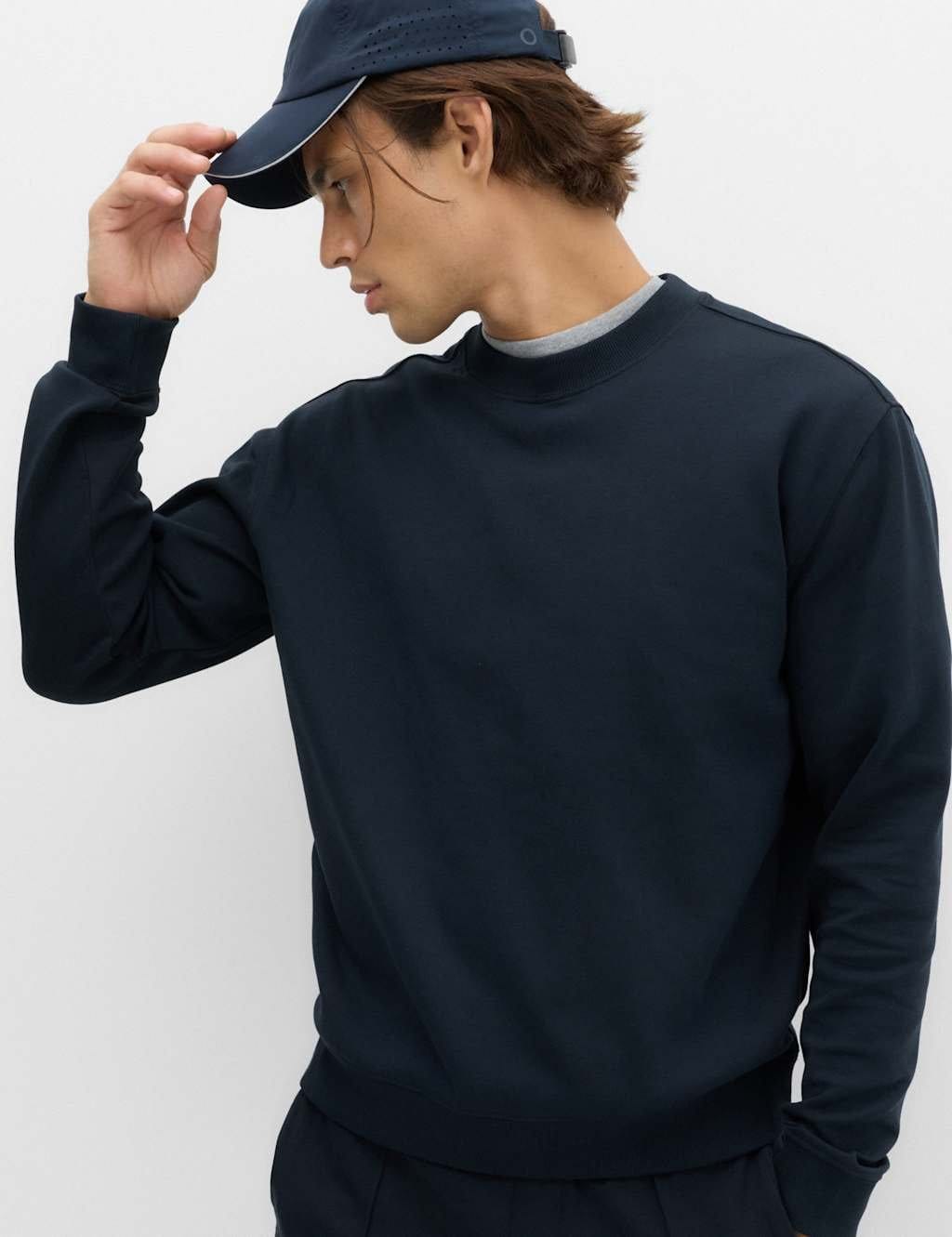 Marks & Spencer M&S Ultimate Cotton Rich Crew Neck Sweatshirt Navy - 1